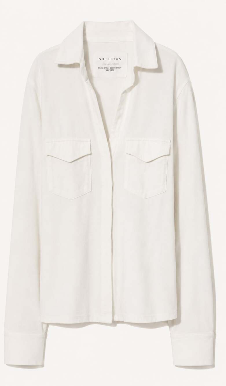 Nili Lotan White Button-Down Shirt Jacket- *re poshing missing buttons fyi